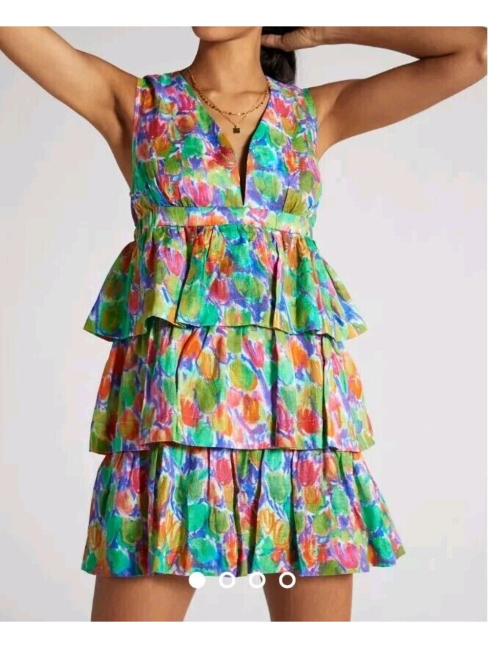 Anthropologie Medium Hope For Flowers Tracy Reese Tiered Linen Mini Dress